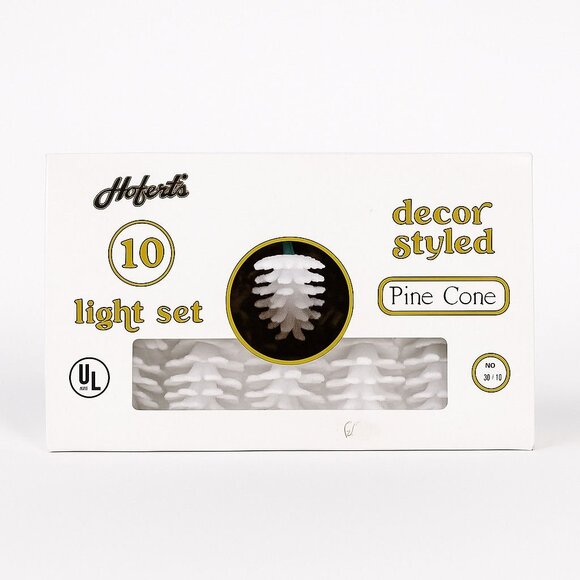 Christmas Lights Pine Cone String Light 10 Light Set Green Strand In Box Hoferts - Picture 1 of 10